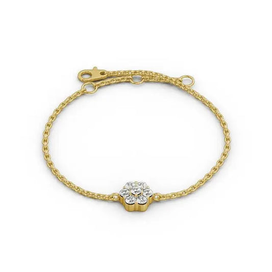 0.42CTW Cluster Round Lab Grown Diamond Bracelet  customdiamjewel 10KT Yellow Gold VVS-EF