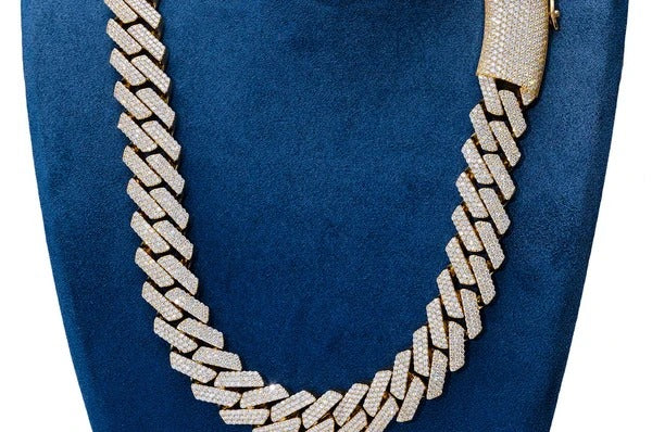 Diamond Yellow Gold Cuban Link Chain Necklace  customdiamjewel   