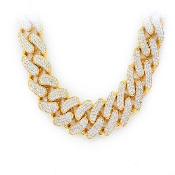 Cuban Link Chain 14K Gold Diamond Hip Hop Necklace  customdiamjewel   