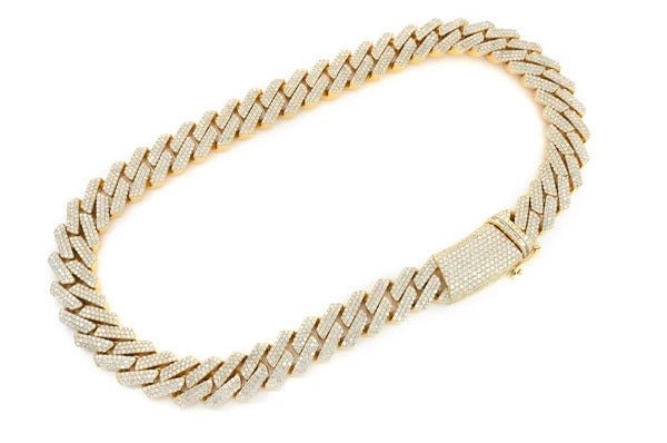 3 Row Diamond Cuban Chain Hip Hop Necklace  customdiamjewel   