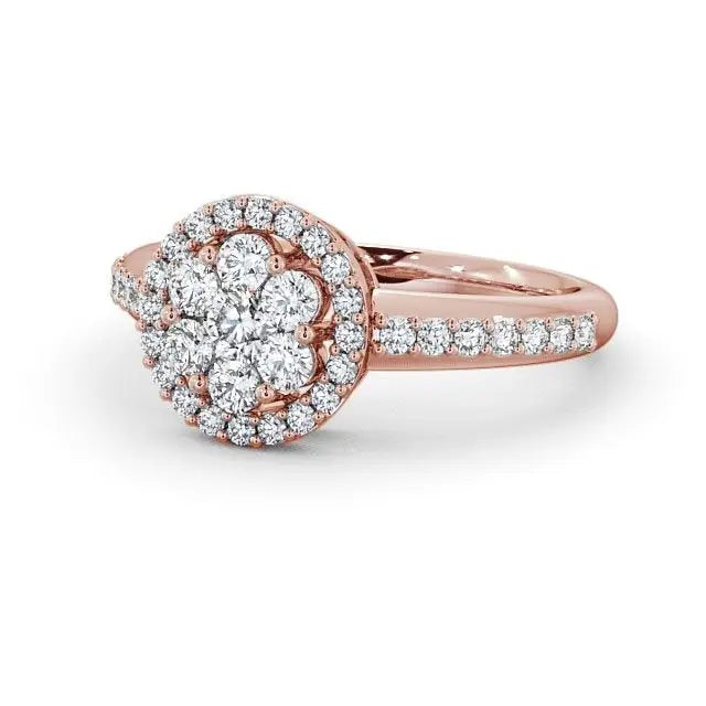 Round Halo 1.00CT Cluster Lab-Grown Diamond Engagement Ring  customdiamjewel 10KT Rose Gold VVS-EF