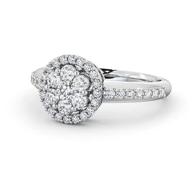 Round Halo 1.00CT Cluster Lab-Grown Diamond Engagement Ring  customdiamjewel 10KT White Gold VVS-EF