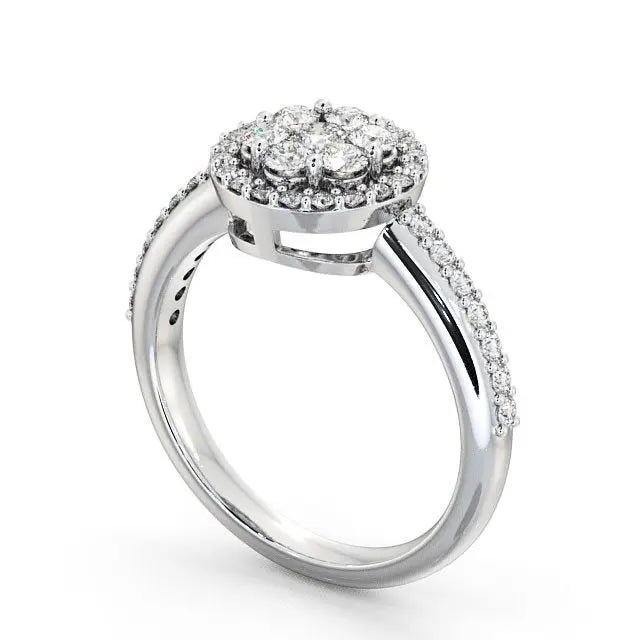 Round Halo 1.00CT Cluster Lab-Grown Diamond Engagement Ring  customdiamjewel   