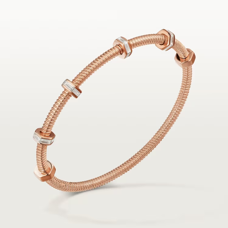 Ecrou de Cartier bracelet with Moissanite Baguette  customdiamjewel Sterling Silver Rose Gold VVS-EF