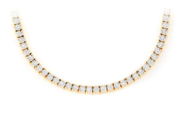 Round Diamond 14K Gold Silver Tennis Necklace  customdiamjewel   