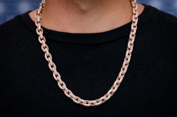 Elongated Hip Hop Iced Out Cuban Chain Necklace  customdiamjewel   