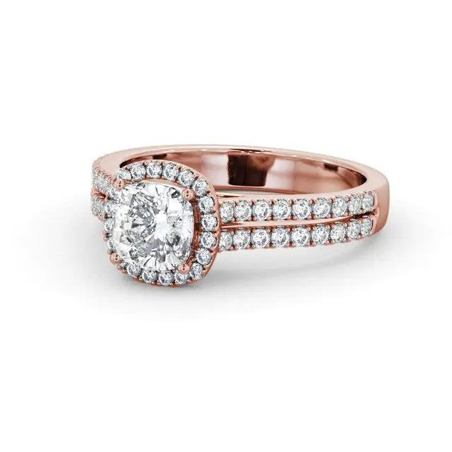 Halo Double Banded 0.90CTW Lab Grown Diamond Ring  customdiamjewel 10KT Rose Gold VVS-EF