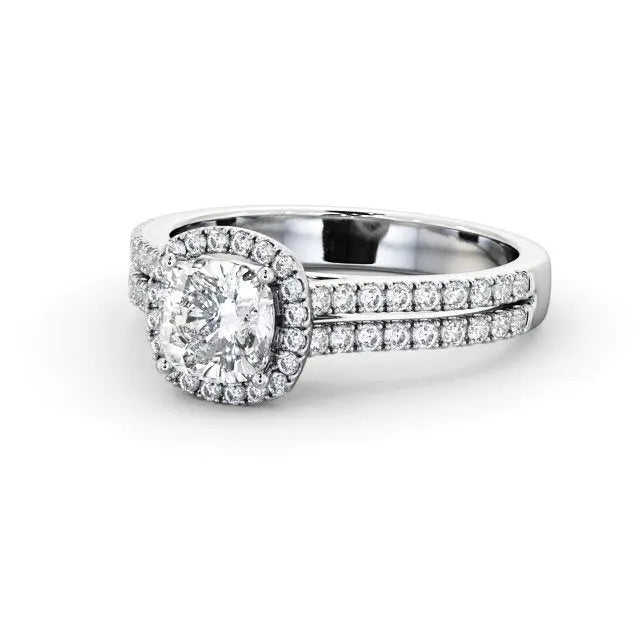 Halo Double Banded 0.90CTW Lab Grown Diamond Ring  customdiamjewel 10KT White Gold VVS-EF