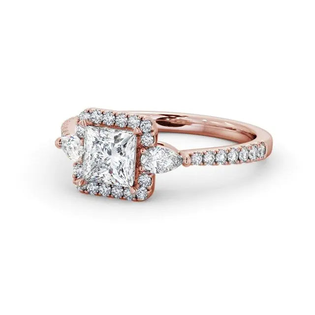 Princess Cut 0.65CTW Eternity Lab Grown Diamond Engagement Ring  customdiamjewel 10KT Rose Gold VVS-EF