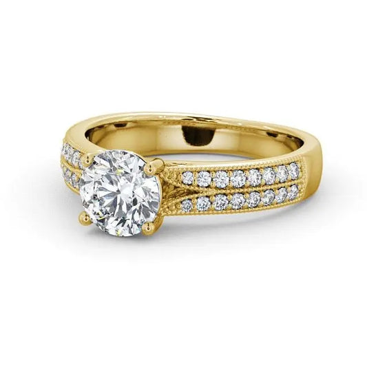 Unique 1.00CT Round Cut Lab Grown Diamond Ring  customdiamjewel 10KT Yellow Gold VVS-EF