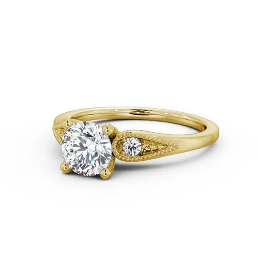 Vintage Round Cut 1.20CT Lab Grown Diamond Ring  customdiamjewel 10KT Yellow Gold VVS-EF