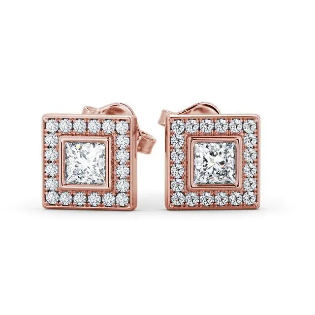 0.55CTW Dainty Square Lab Grown Diamond Earring  customdiamjewel 10KT Rose Gold VVS-EF