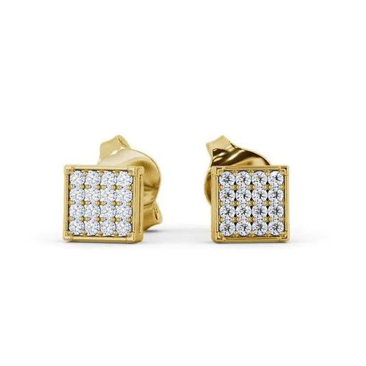 0.20CTW Square Lab Grown Diamond Earrings  customdiamjewel 10KT Yellow Gold VVS-EF