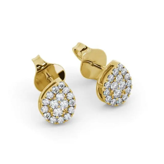 0.30CTW Pear Style Round Lab Grown Diamond Stud Earring  customdiamjewel 10KT Yellow Gold VVS-EF