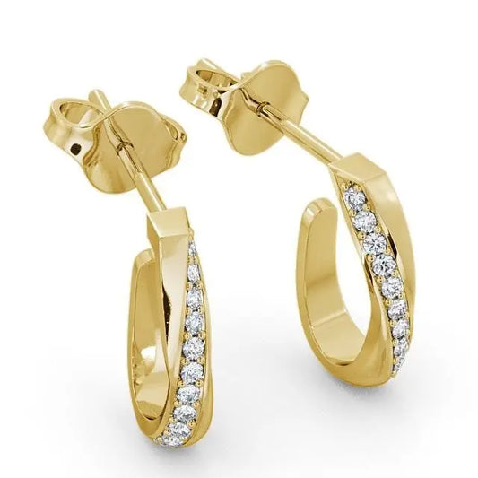 0.13CTW Fancy Lab Grown Diamond Huggie Earrings  customdiamjewel 10KT Yellow Gold VVS-EF