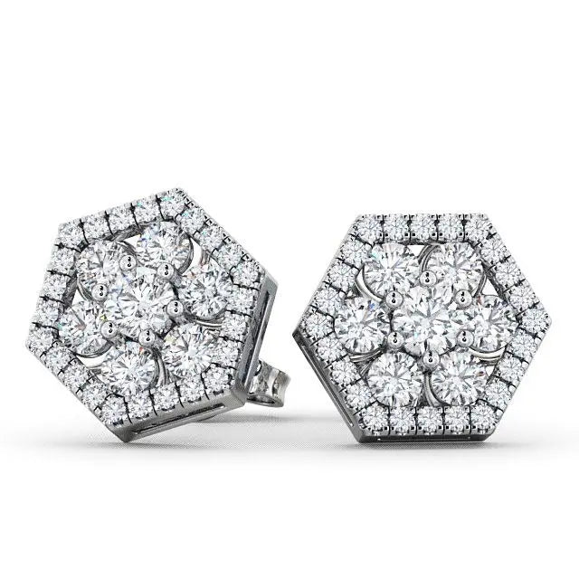 1.10CTW Hexagon Shape Cluster Lab Grown Diamond Stud  customdiamjewel 10KT White Gold VVS-EF