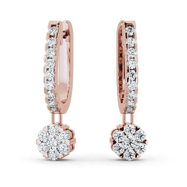 1.95CTW Round Lab Grown Diamond Dangle Earrings  customdiamjewel 10KT Rose Gold VVS-EF