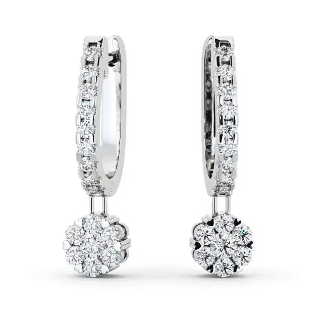 1.95CTW Round Lab Grown Diamond Dangle Earrings  customdiamjewel 10KT White Gold VVS-EF