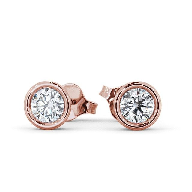 1.40CTW Round Cut Bezel Set Stud Earrings  customdiamjewel 10KT Rose Gold VVS-EF