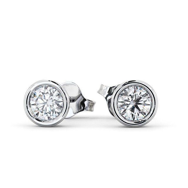 1.40CTW Round Cut Bezel Set Stud Earrings  customdiamjewel 10KT White Gold VVS-EF