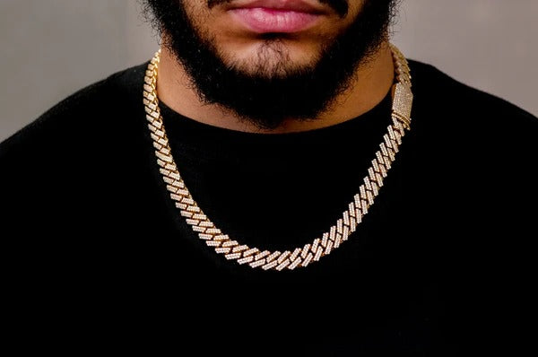 Gold Plated Cuban Link Chain Necklace  customdiamjewel   