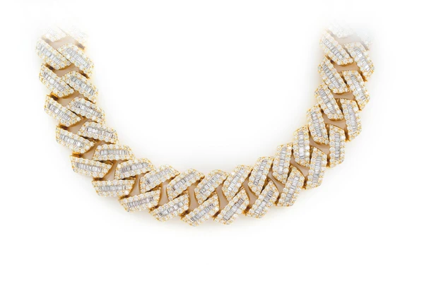 Baguette Diamond Hip Hop Iced Out Cuban Chain Necklace  customdiamjewel   