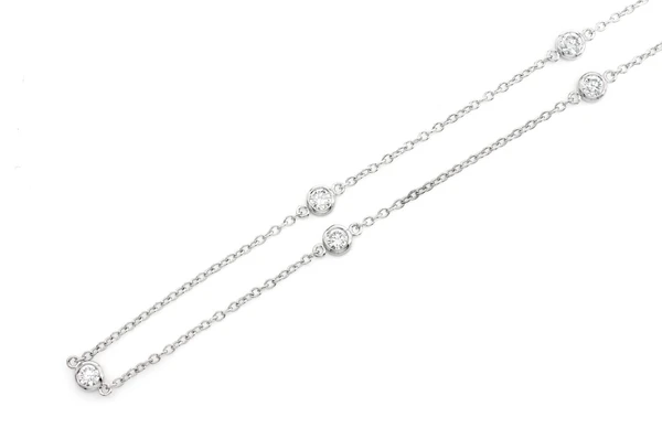 Round Diamond Bezel Set Rolo Chain Necklace  customdiamjewel   