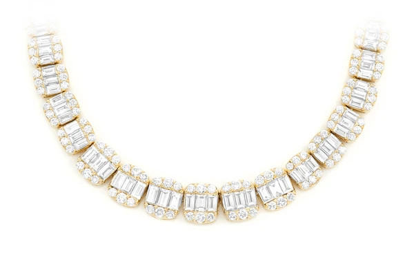 Baguette Round Diamond Link chain Necklace  customdiamjewel   