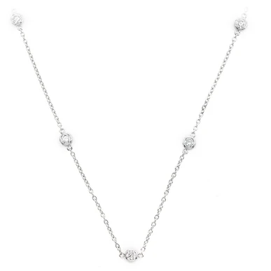 Round Diamond Bezel Set Rolo Chain Necklace  customdiamjewel   