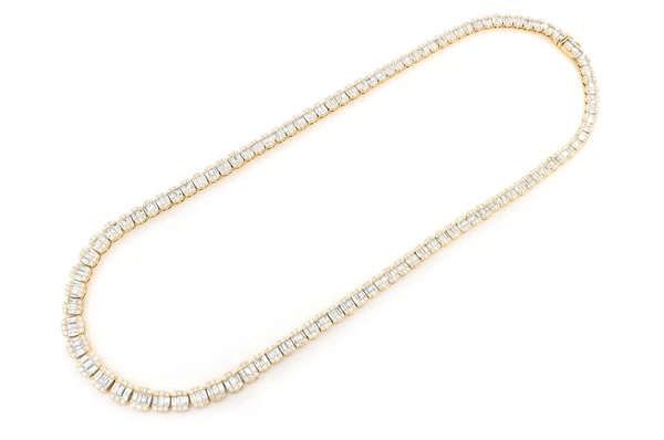 Baguette Round Diamond Link chain Necklace  customdiamjewel   