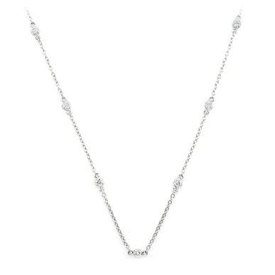 Round Bezel Set Diamond daily wear chain Necklace  customdiamjewel   