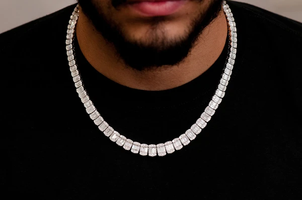 New Style Baguette Cut Diamond Chain Necklace  customdiamjewel   