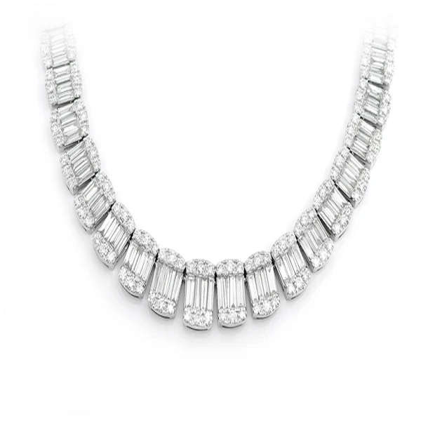 New Style Baguette Cut Diamond Chain Necklace  customdiamjewel   