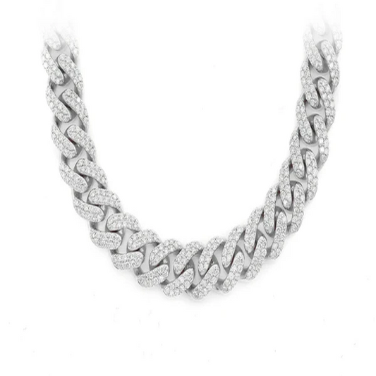 Round Diamond 12mm Miami Cuban Chain Necklace  customdiamjewel   