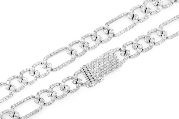 Diamond Figaro Link Chain Iced Out Necklace  customdiamjewel   