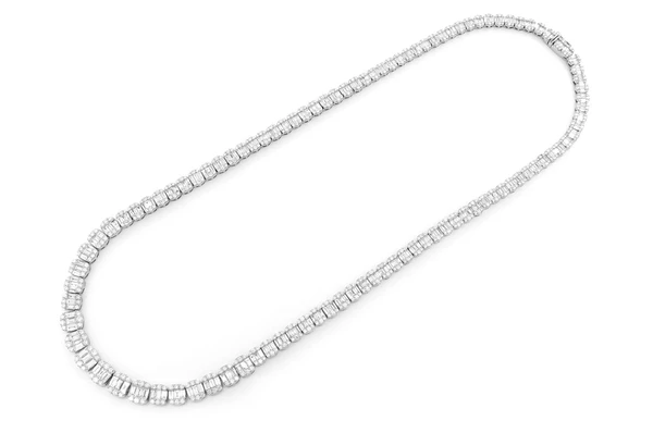 Baguette Round Diamond Link chain Necklace  customdiamjewel   