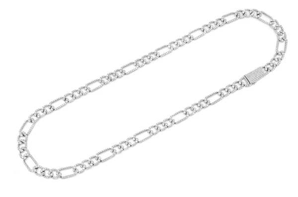 Diamond Figaro Link Chain Iced Out Necklace  customdiamjewel   