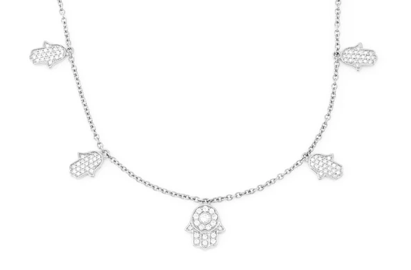 Hand of Hamsa Necklace with Stone Diamond  customdiamjewel   