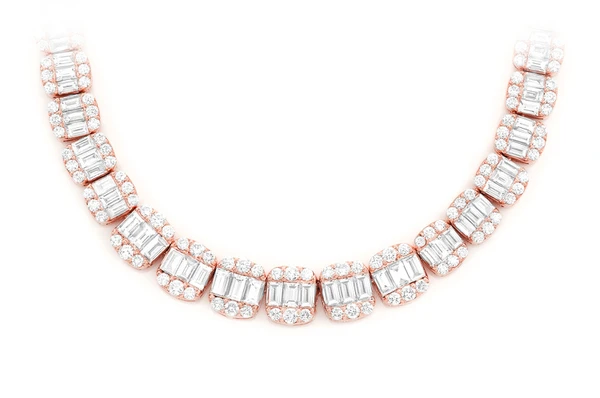 Baguette Round Diamond Link chain Necklace  customdiamjewel   