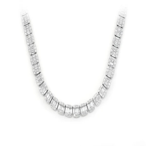 Baguette Diamond Square type Chain Necklace  customdiamjewel   