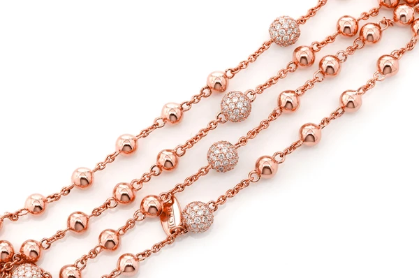 Silver Rose Gold Rosary Bead Women Chain Necklace  customdiamjewel   