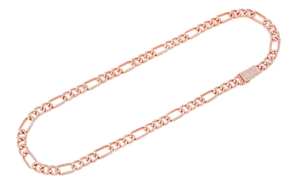 Diamond Figaro Link Chain Iced Out Necklace  customdiamjewel   