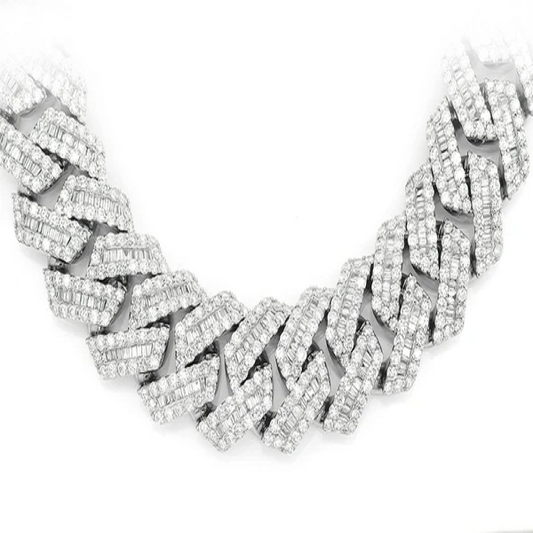 19mm Baguette Diamond Cuban Link Chain For Rappers  customdiamjewel   