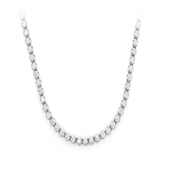 Round Diamond Crown Set Tennis Necklace  customdiamjewel   