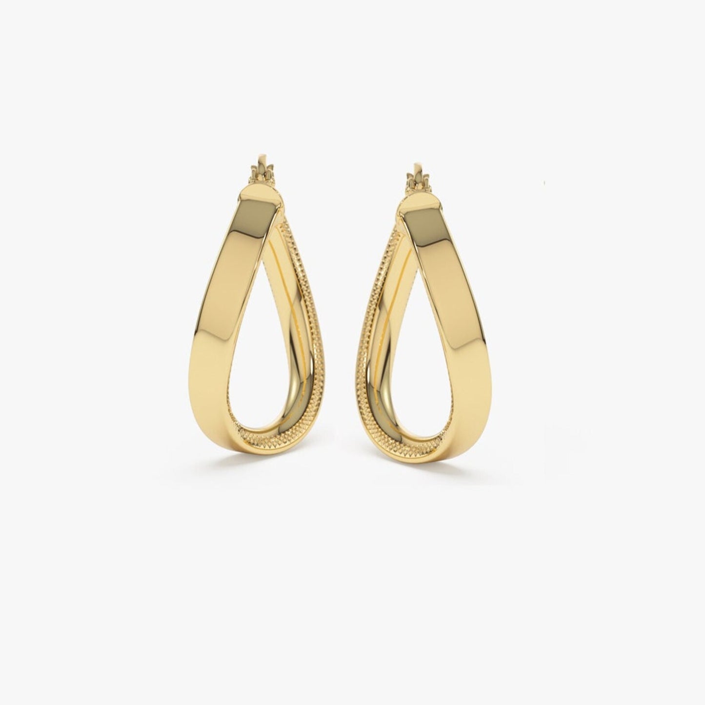 Unique Style Latch Back Gold Hoop Moissanite Earrings  customdiamjewel   