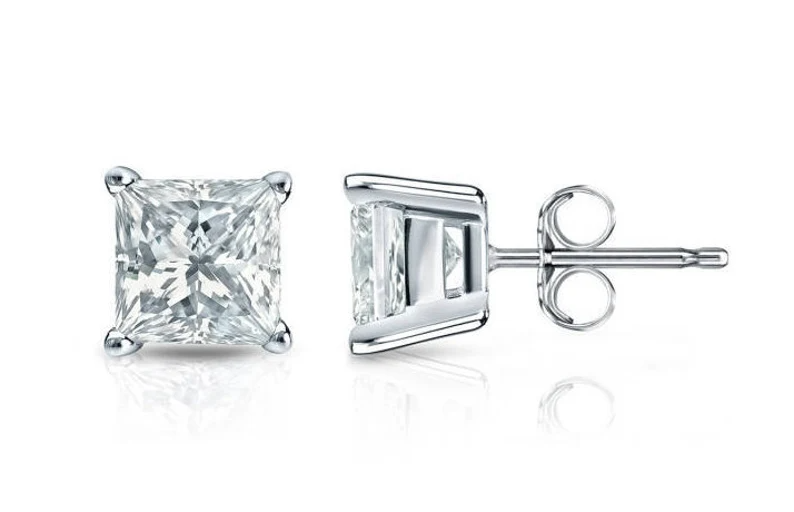 1.0CT Moissanite Princess Cut Stud Earrings  customdiamjewel   