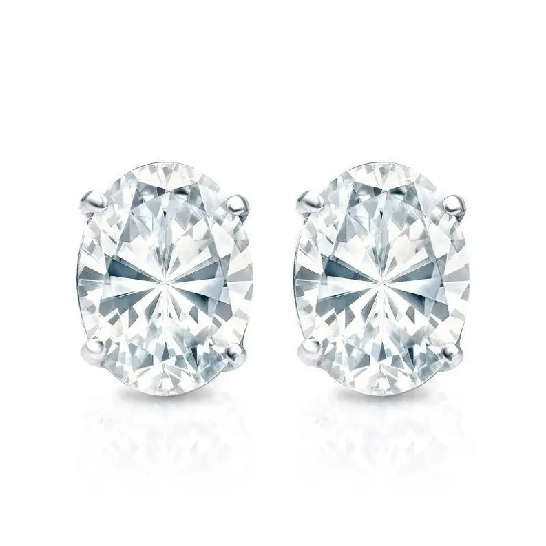 0.5CT Oval Cut Moissanite Stud Earrings  customdiamjewel Sterling Silver White Gold VVS-EF