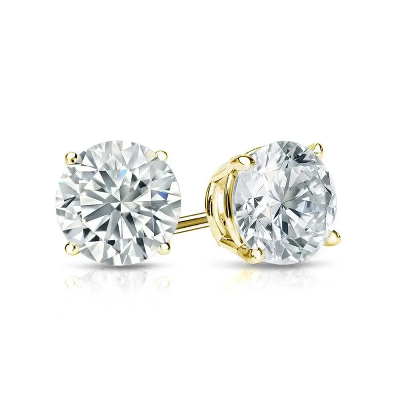 1.0CT Moissanite Stud Earrings  customdiamjewel Sterling Silver Yellow Gold VVS-EF