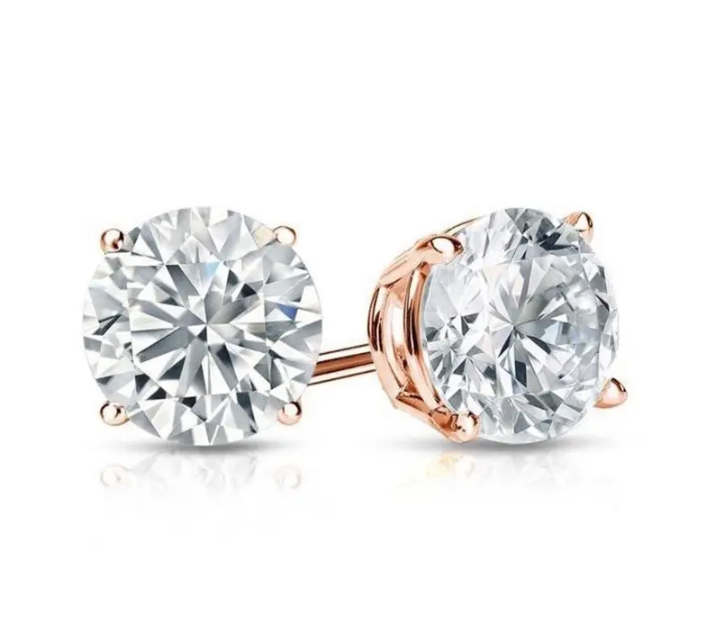 1.0CT Moissanite Stud Earrings  customdiamjewel Sterling Silver Rose Gold VVS-EF