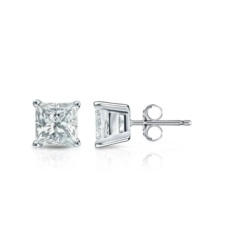 0.5CT Moissanite Princess Stud Diamond Earrings  customdiamjewel   